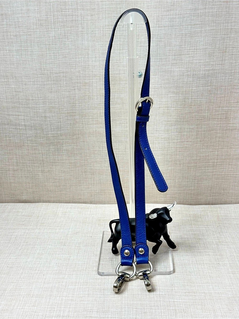 Royal Blue Genuine Leather Adjustable Crossbody Shoulder Bag Strap Silver Hardwa